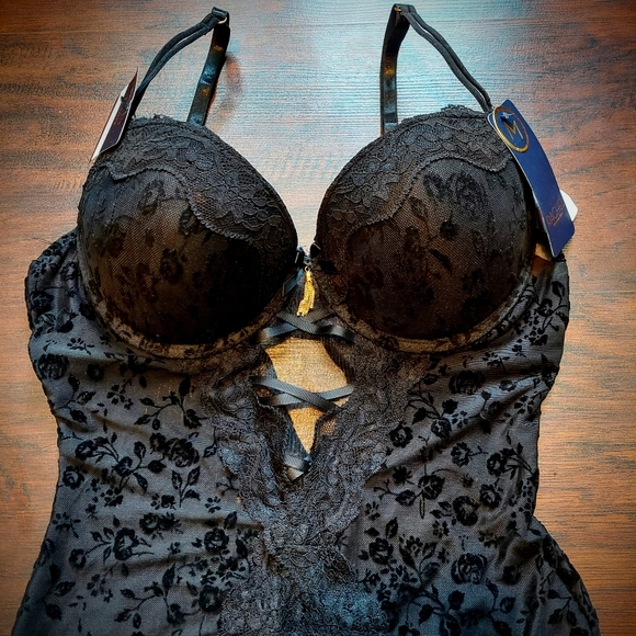 Rachel Roy Lingerie | Lace Push Up Bra Teddy/Onesie | NWT 🖤 - Picture 2 of 7